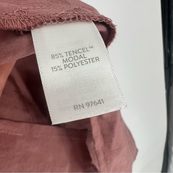 J. Jill Women's Pink Modal Blend Button-Up Puckered Long Sleeve Blouse Top - Picture 7 of 12